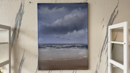 Painting #2116 - 18x24" Canvas - Stormy Seascape painted 10-25-25