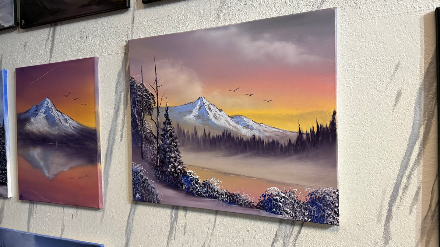 Painting #2290 - 20x24" Canvas - Winter Landscape painted 2-15-26