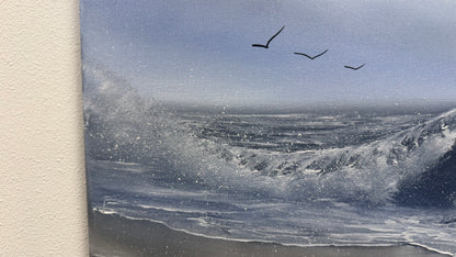 Painting #2551 - 16x20" Canvas - Crashing Wave Seascape painted 8-14-26