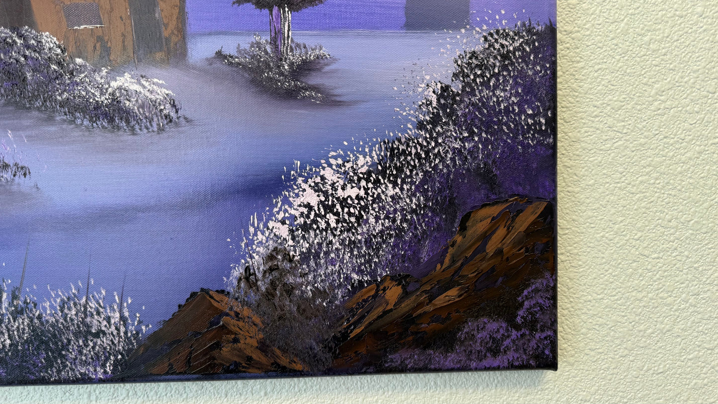 Painting #2108 - 20x24" Canvas - Cabin in the Woods painted 10-18-25