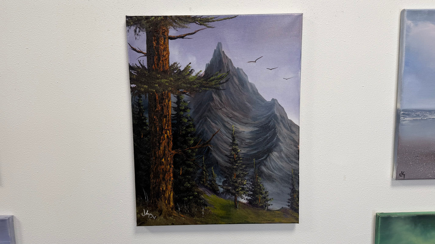 Painting #2583 - 16x20" Canvas - Mountain Forest Landscape by Josh and Dani painted 9-5-26