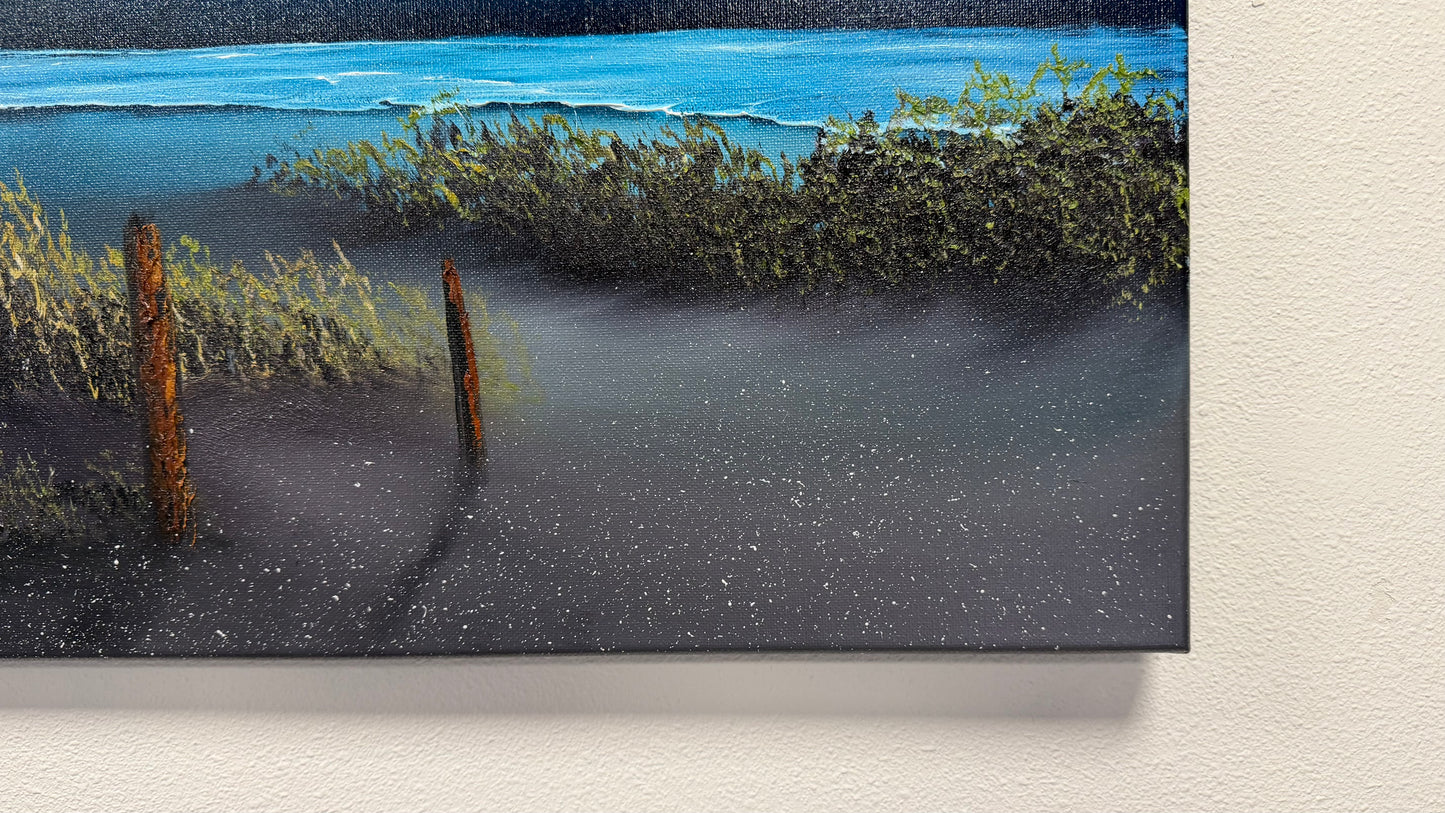 Painting #2545 - 16x20" Canvas - Night Seascape painted 8-9-26