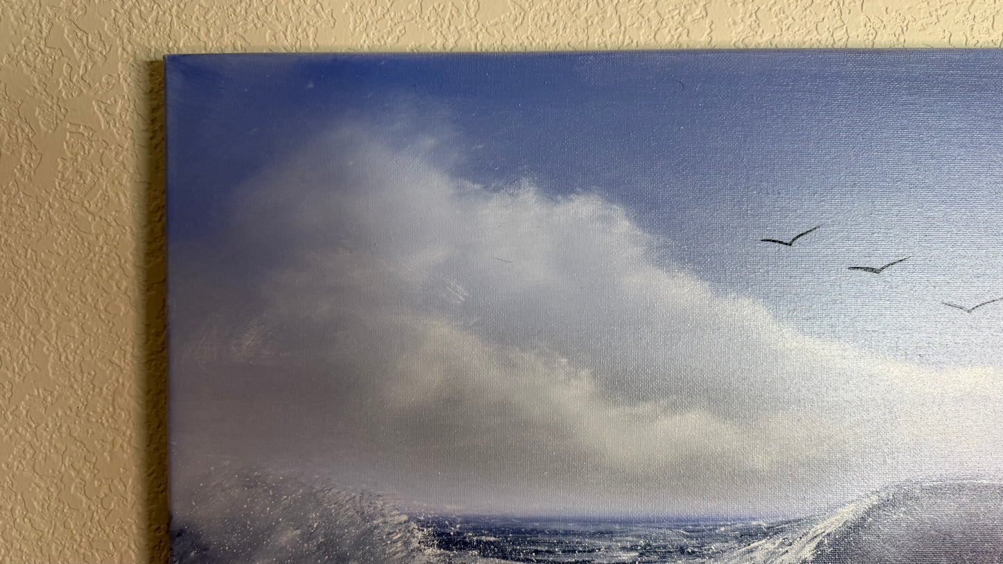 Painting #2506 - 16x20" Canvas - Ocean Crashing Wave Seascape painted 7-7-26