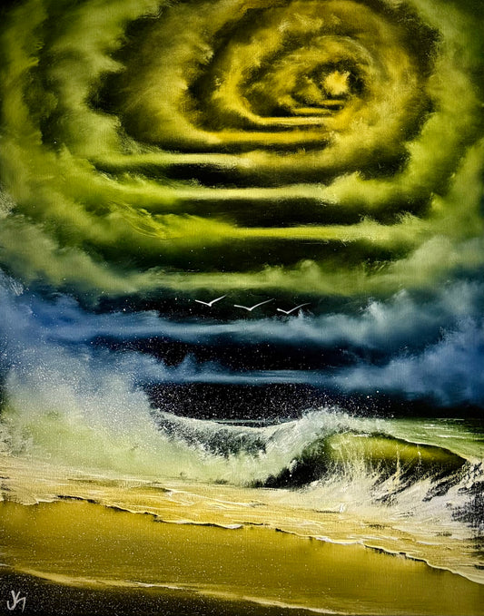 Painting #2296 - 16x20" Canvas - Stairway to Heaven Seascape painted 2-20-26