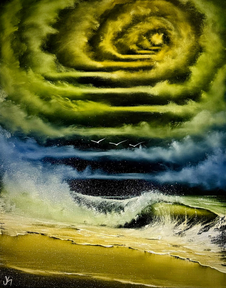 Painting #2296 - 16x20" Canvas - Stairway to Heaven Seascape painted 2-20-26