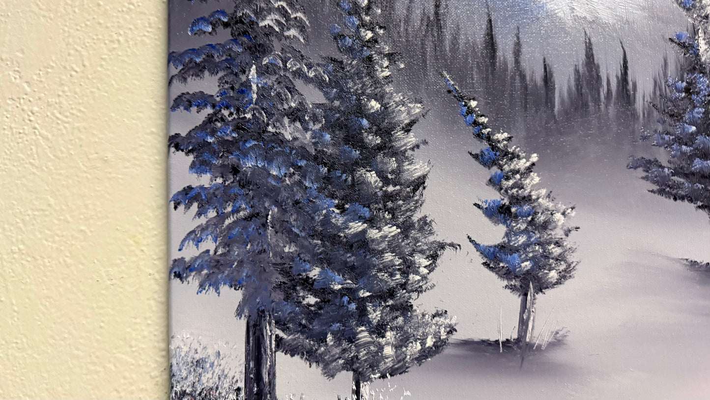Painting #2140 - 16x20" Canvas - Mt Hood Snow Park Landscape painted 11-9-25