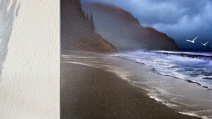 Painting #2094 - 16x20" Canvas - Night Oregon Coast Seascape painted 10-10-25