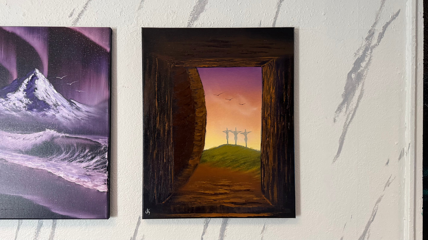 Painting #2367 - 16x20" Canvas - Easter Tomb painted 4-2-26