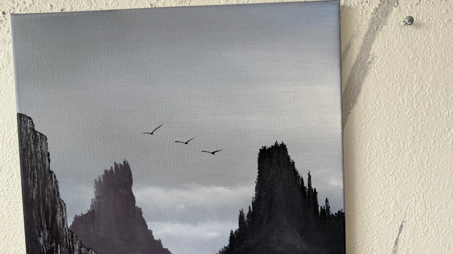 Painting #2397 - 16x20" Canvas - Icelandic Coastal Seascape painted 4-18-26