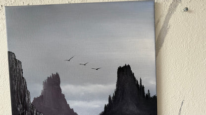 Painting #2397 - 16x20" Canvas - Icelandic Coastal Seascape painted 4-18-26