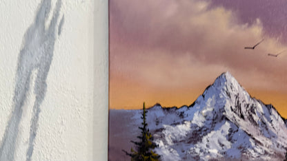 Painting #2388 - 16x20" Canvas - Sunset Mountain Landscape painted 4-14-26