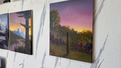 Painting #2446 - 16x20" Canvas - Sunset Fence Post painted 5-19-26