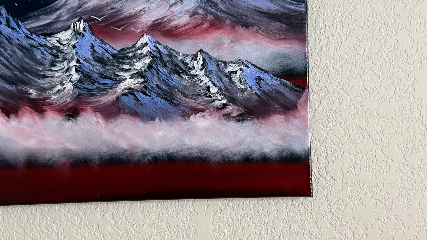 Painting #2503 - 16x20" Canvas - American Flag Landscape painted by Josh and Dani on 7-4-26