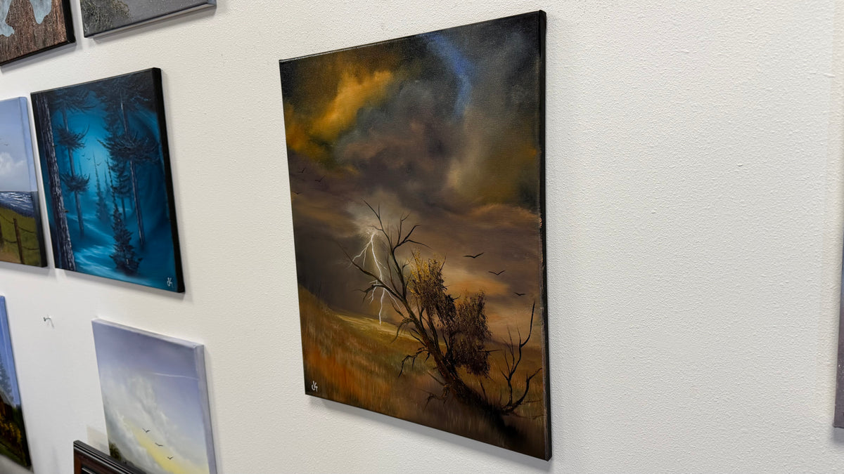 Painting #2588 - 16x20" Canvas - Midwest Thunderstorm Landscape painted 9-7-26