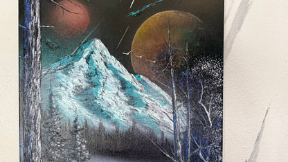 Painting #2249 - 16x20" Canvas - Space Mountain painted 1-21-26