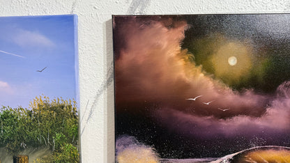 Painting #2445 - 16x20" Canvas - Golden Seascape painted 5-18-26