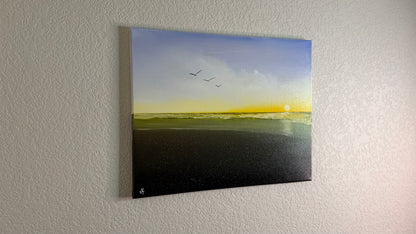 Painting #2507 - 16x20" Canvas - Sunset Seascape painted 7-9-26