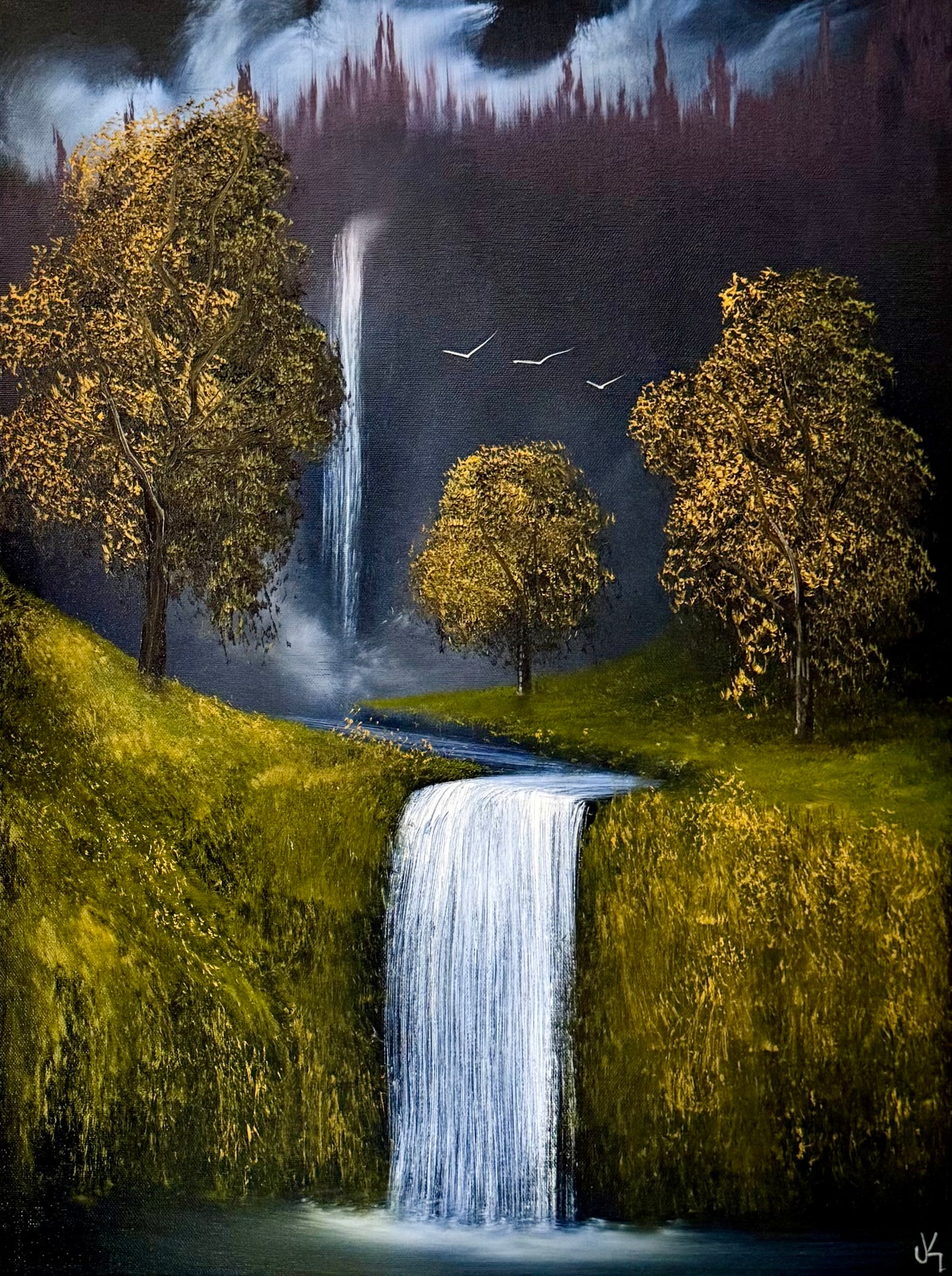 Painting #2341 - 18x24" Canvas - Orchard Falls painted 3-18-26