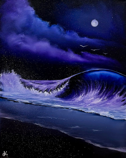 Painting #2518 - 16x20" Canvas - Crashing Wave Seascape painted 7-17-26