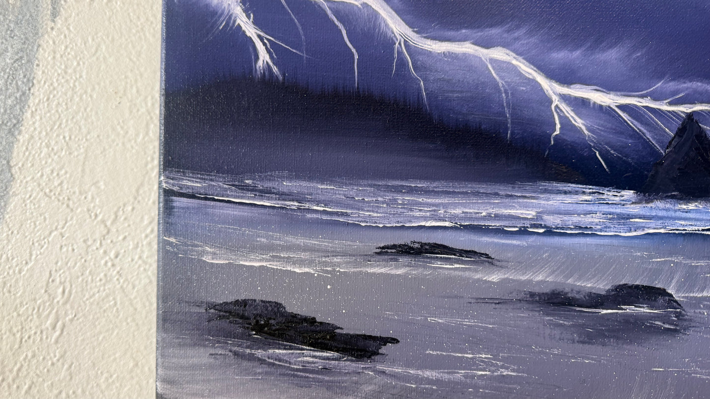 Painting #2153 - 16x20" Canvas - Night Seascape painted 11-18-25