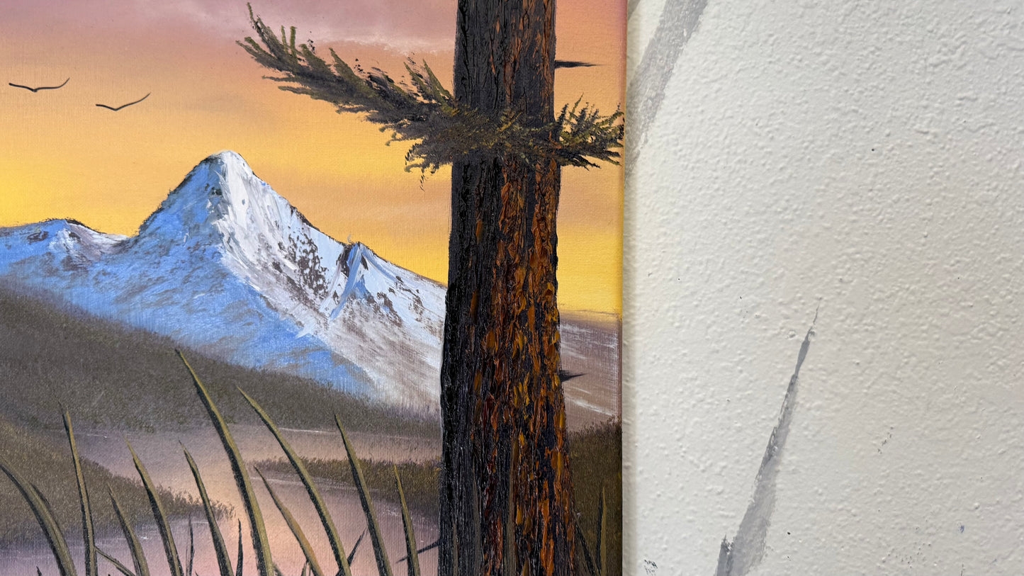 Painting #2357 - 16x20" Canvas - Mountain River Landscape painted 3-26-26