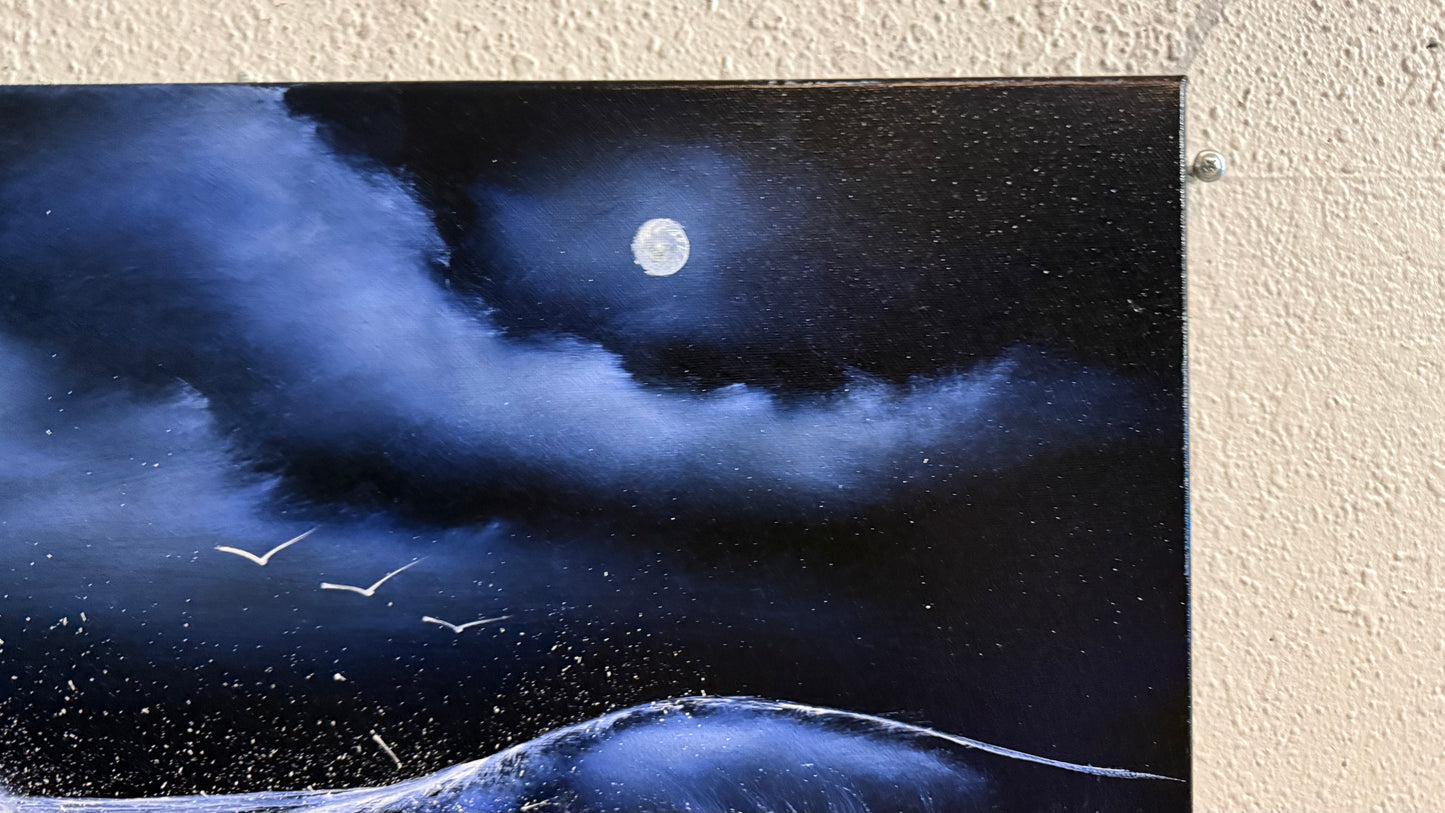 Painting #2398 - 16x20" Canvas - Crashing Wave Seascape painted 4-18-26