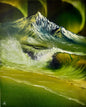 Painting #1889 - 16x20" Canvas - Aurora Mountain Seascape painted 6-12-25