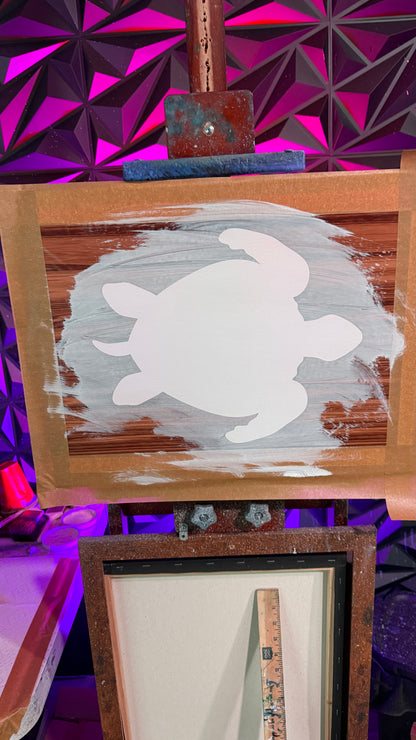 Painting #2035 - 16x20" Canvas - Sea Turtle Seascape painted 9-4-25