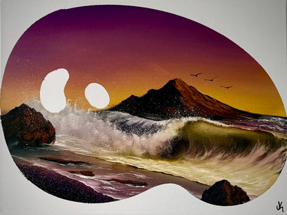 Painting #1984 - 18x24" Canvas - Palette Seascape painted 8-8-25