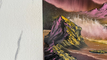 Painting #1983 - 18x24" Canvas - Aurora Mountain Seascape painted 8-8-25