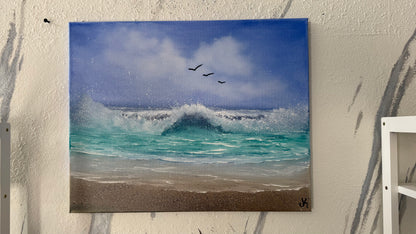 Painting #2027 - 16x20" Canvas - Tropical Seascape painted 8-30-25