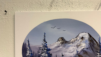 Painting #2026 - 16x20" Canvas - Mt Hood Landscape Oval painted 8-29-25