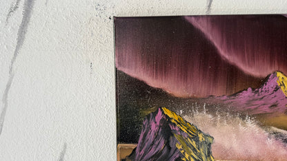 Painting #1983 - 18x24" Canvas - Aurora Mountain Seascape painted 8-8-25