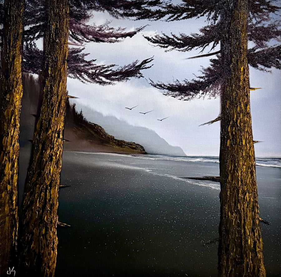 Painting #2334 - 24x24" Pro Series Canvas - Oregon Coast Seascape painted 3-13-26