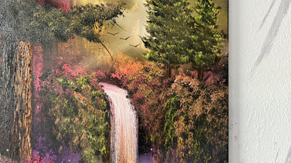 Painting #1986 - 20x24" Canvas - Foret Waterfall painted 8-9-25