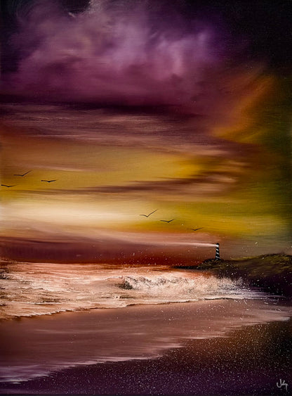 Painting #2640 - 18x24" Canvas - Sunset Seascape painted 10-5-26