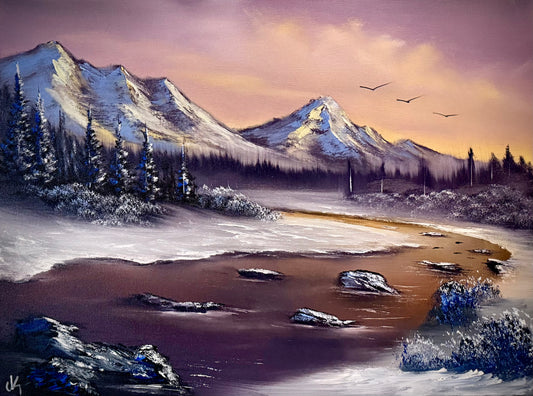 Painting #2261 - 18x24" Canvas - Hidden Mountain Creek Landscape painted 1-29-26