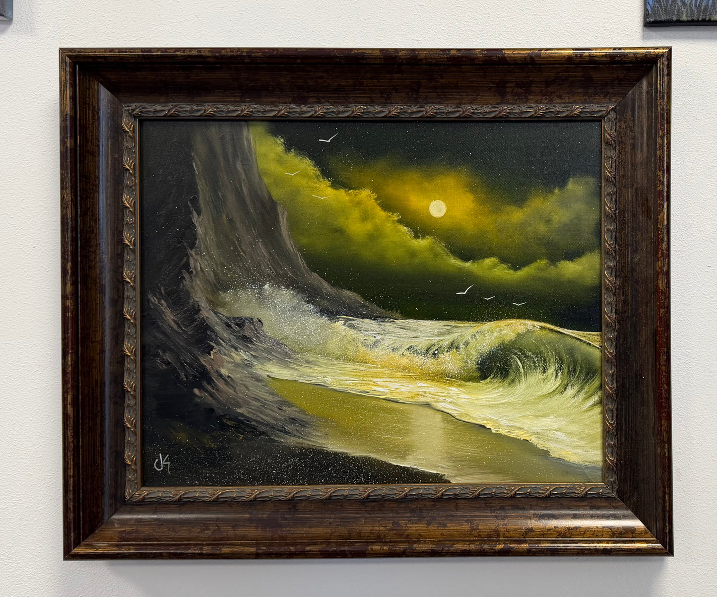 Painting #2575 - 16x20" Framed Canvas - Crashing Waves Seascape painted 8-30-26