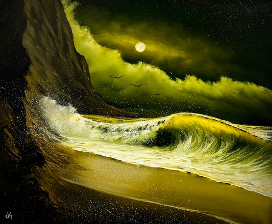 Painting #2577 - 20x24" Canvas - Crashing Wave Seascape painted 8-31-26