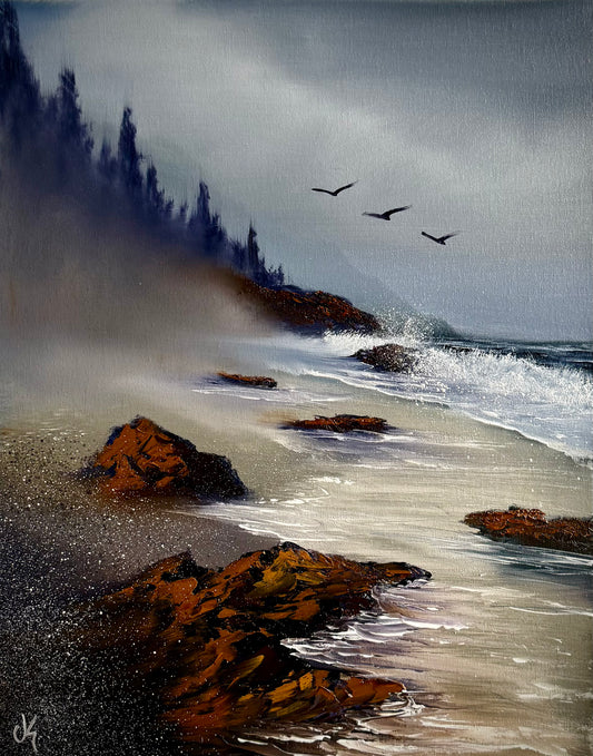 Painting #2015 - 16x20" Canvas - Oregon Coast Seascape painted 8-23-25