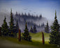 Painting #2512 - 16x20" Canvas - Foggy Forest Landscape painted 7-11-26