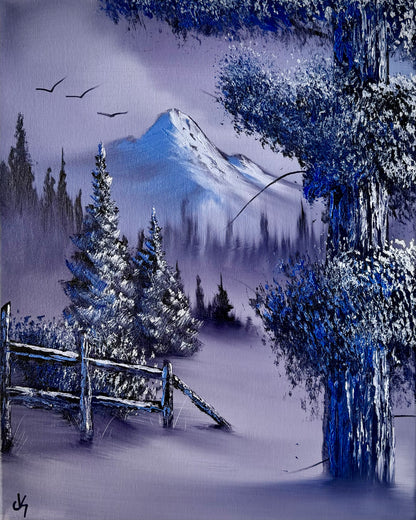 Painting #2023 - 16x20" Canvas - Winter Landscape painted 8-28-25