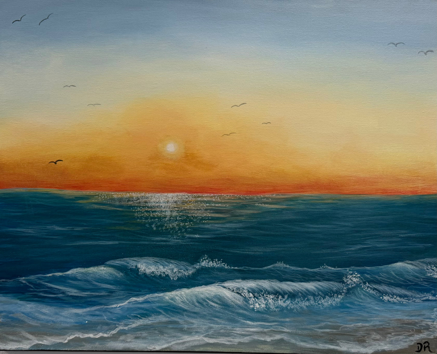Painting # by Dani from Happily Painted - 16x20" Canvas - Sunset Seascape