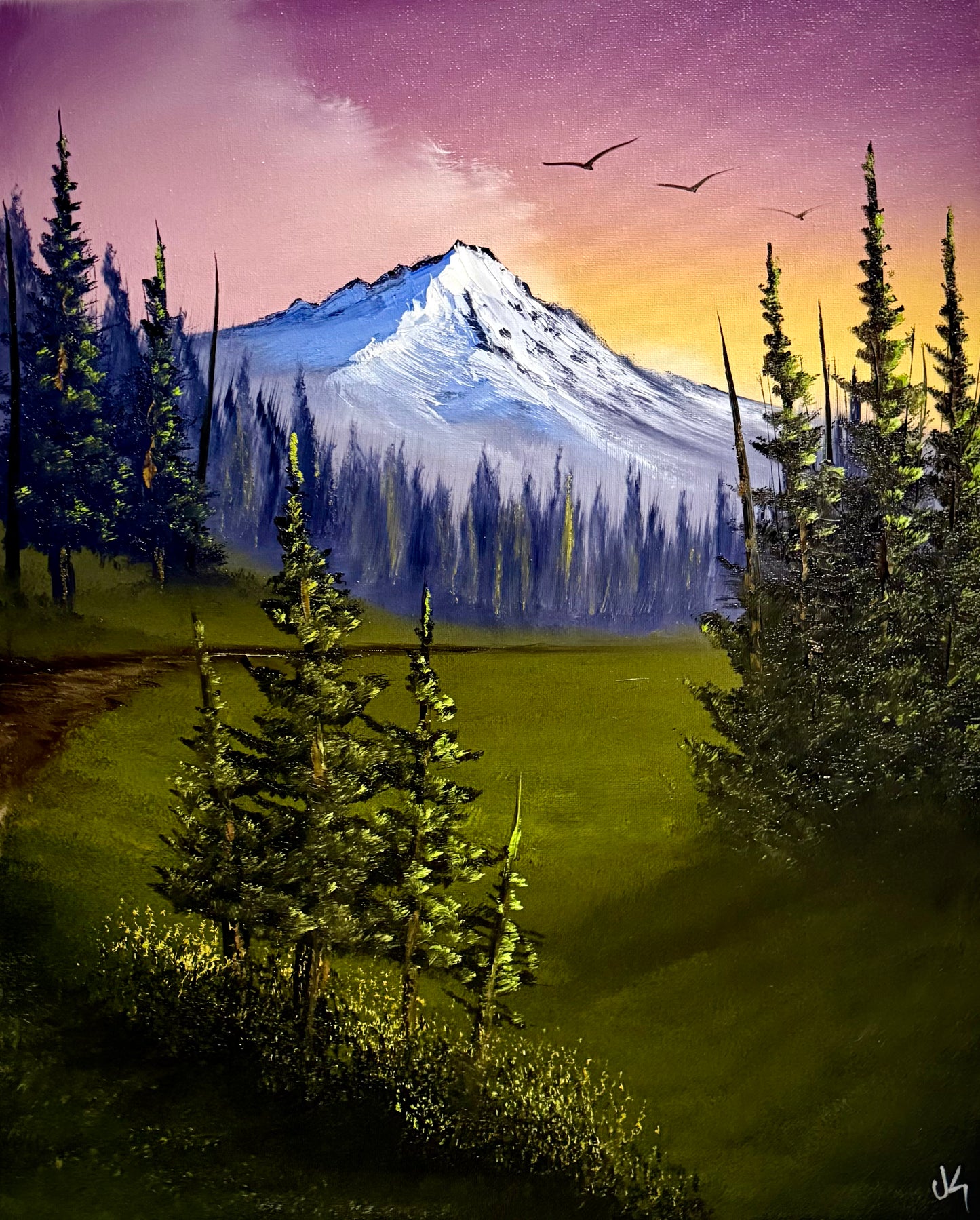 GROUP Painting Class - Mountain Forest/Trees Scene with PaintWithJosh