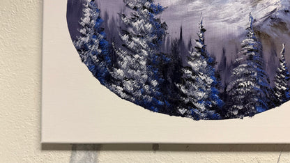 Painting #2026 - 16x20" Canvas - Mt Hood Landscape Oval painted 8-29-25