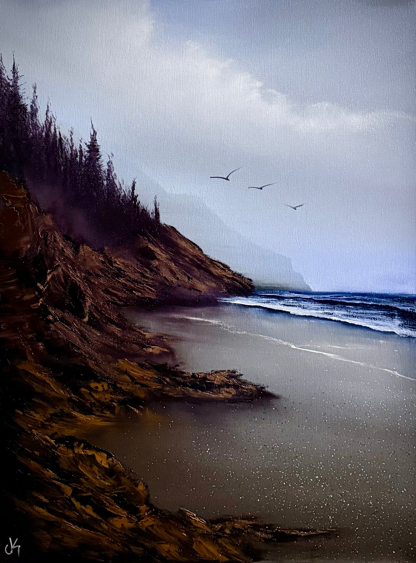 Painting #2240 - 18x24" Canvas - Oregon Coast Seascape painted 1-16-26