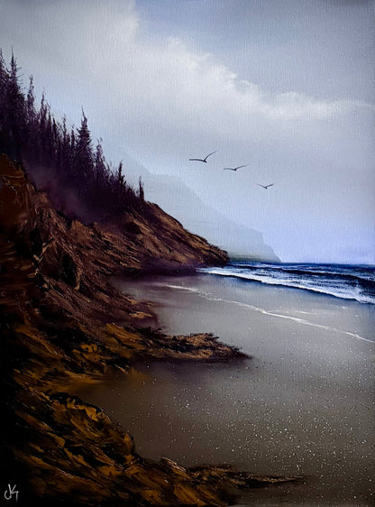 Painting #2240 - 18x24" Canvas - Oregon Coast Seascape painted 1-16-26