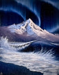 Painting #2380 - Aurora Mountain Seascape with Cross painted 4-7-26