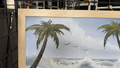 Painting #2040 - 18x24" Canvas - Tropical Seascape with Beachwood Frame included painted 9-6-25