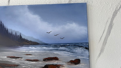 Painting #1993 - 16x20" Canvas - Rocky Oregon Coast Seascape painted 8-14-25